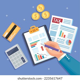 Juego de iconos de impuestos sobre el tema financiero