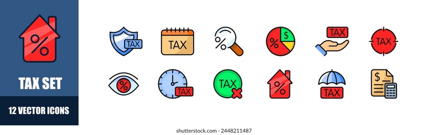 Conjunto de iconos de impuestos. Estilo plano. Iconos vectoriales