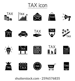 Tax icon set in glyph style