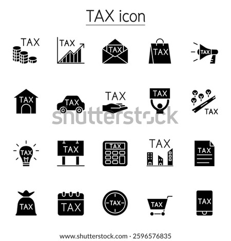 Tax icon set in glyph style