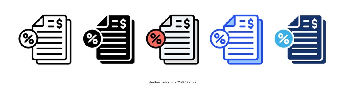 Tax Icon Set With Multiple Style Collection