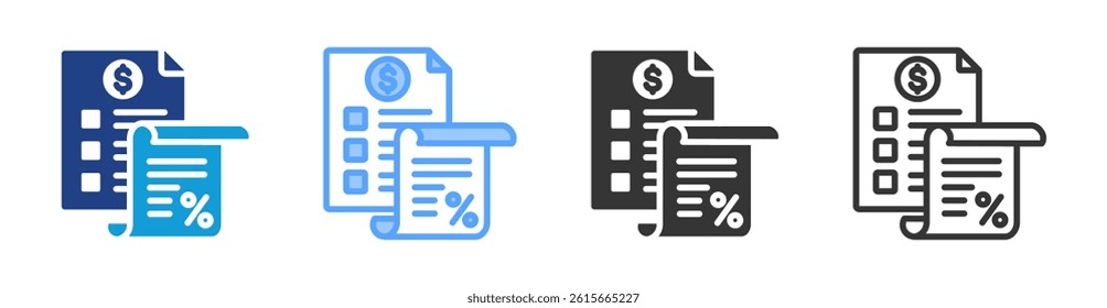 Tax icon set multiple style collection