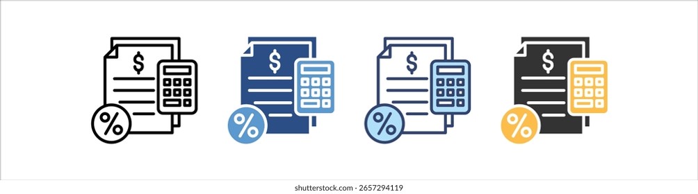 Conjunto de iconos de impuestos Colección de estilos múltiples