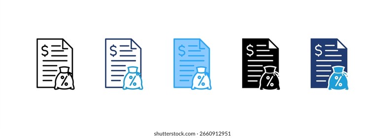 Tax icon set multiple style collection