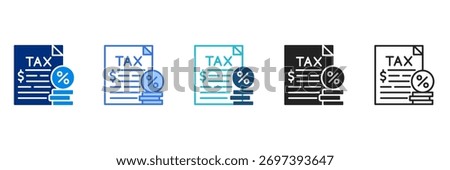 Tax Icon Set Multiple Style Vector Illustration