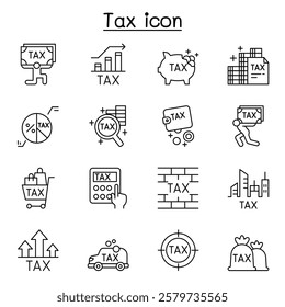 Tax icon set in thin line style