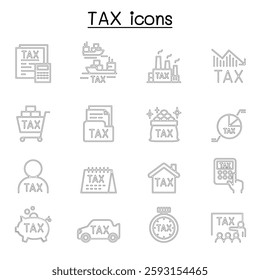 Tax icon set in thin line style