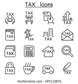 Tax Icon Set In Thin Line Style