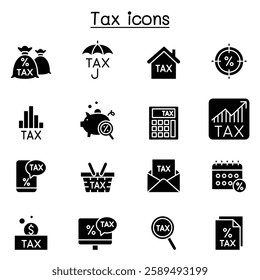 Tax icon set in thin lines style