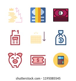 tax icon set. vector set about money, calculator, calculating and piggy bank icons set.