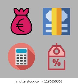 tax icon set. vector set about money bag, discount, money and calculator icons set.