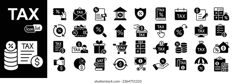 Tax icon set. Vector illustration.