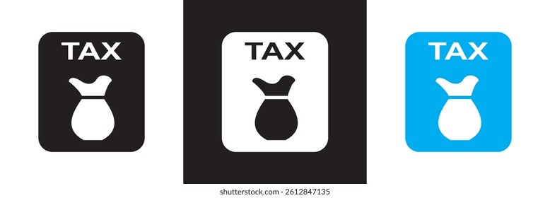 Tax  icon set. Vector for websites, mobile interfaces, presentations, banner, visual branding etc. Vector illustration. isolated on white and black background. EPS 10