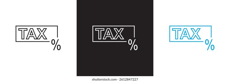 Tax  icon set. Vector for websites, mobile interfaces, presentations, banner, visual branding etc. Vector illustration. isolated on white and black background. EPS 10