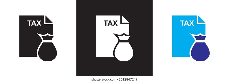 Tax  icon set. Vector for websites, mobile interfaces, presentations, banner, visual branding etc. Vector illustration. isolated on white and black background. EPS 10