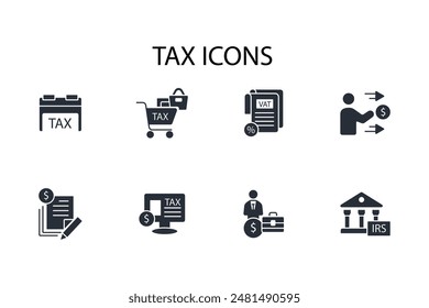 Tax icon set.vector.Editable stroke.linear style sign for use web design,logo.Symbol illustration.