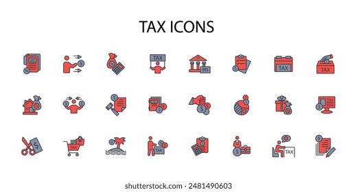 Tax icon set.vector.Editable stroke.linear style sign for use web design,logo.Symbol illustration.