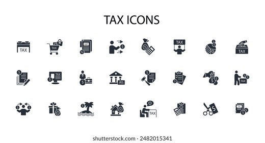 Tax icon set.vector.Editable stroke.linear style sign for use web design,logo.Symbol illustration.