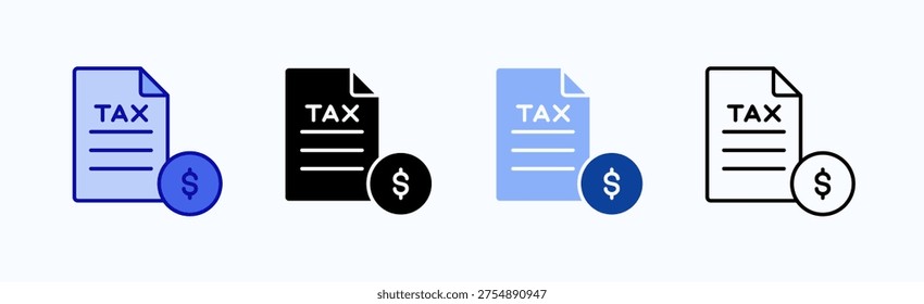 Tax Icon Sheet Multiple Style Collection Isolated Vector