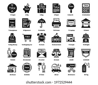 tax icon silhouette vector set