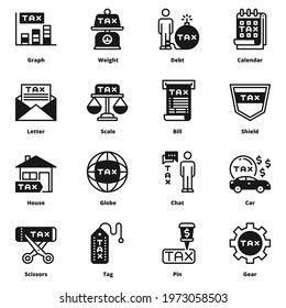 tax icon silhouette vector set