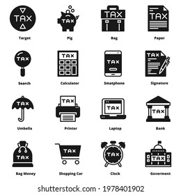 tax icon silhouette vector set