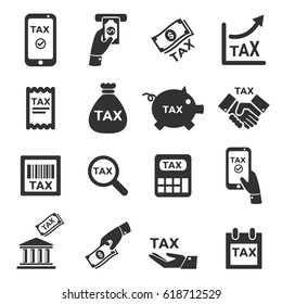 tax icon silhouette vector set