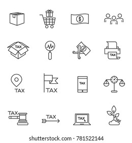 tax icon silhouette vector set