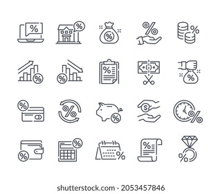 Tax icons black and white. Financial literacy, credit institutions, savings, loans, banks. Set of graphic elements for financial websites. Cartoon flat vector illustration isolated on white background