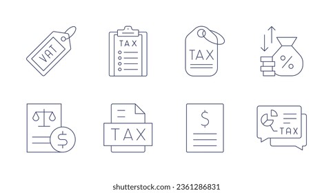 Tax icons. editable stroke. Containing tax, vat, taxes, interest rate, chat.