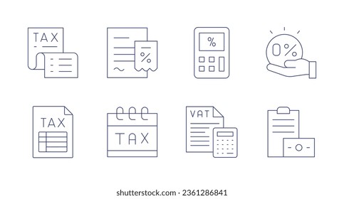 Tax icons. editable stroke. Containing tax free, tax, inheritance, calendar, calculator, calculation.