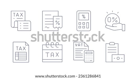 Tax icons. editable stroke. Containing tax free, tax, inheritance, calendar, calculator, calculation.
