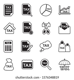 Tax Icons. Line With Fill Design. Vector Illustration.