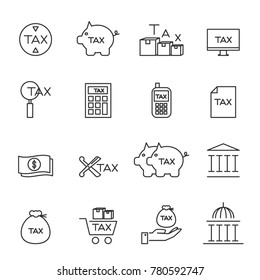 tax icons line silhouette vector