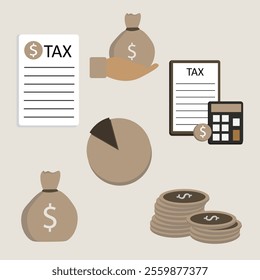 Tax icons minimal set vector illustration