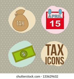 tax icons over  brown background. vector illustration