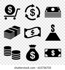 Tax icons set. set of 9 tax filled icons such as Money, Money sack, dollar, money