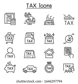 Tax icons set in thin line style