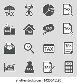 Tax Icons. Sticker Design. Vector Illustration.