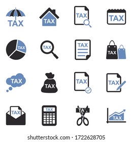 Tax Icons. Two Tone Flat Design. Vector Illustration.