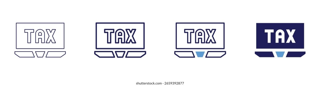 Icono de Identificación de impuestos en 4 estilos diferentes. Línea delgada, línea, línea en negrita, duotono. Estilo duotono. Trazo editable.