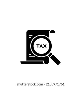 Tax identification icon. Simple solid style. Document with magnifying glass, file analysis concept. Vector illustration design isolated. EPS 10.