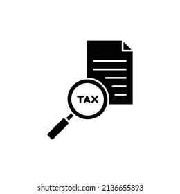 Tax identification icon. Simple solid style. Document with magnifying glass, file analysis concept. Vector illustration design isolated. EPS 10.