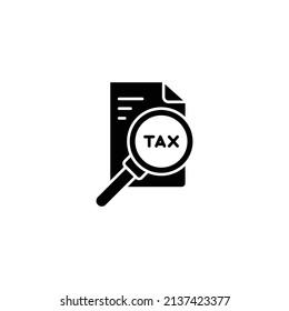 Tax identification icon. Simple solid style. Document with magnifying glass, file analysis concept. Vector illustration design isolated. EPS 10.