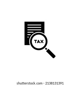 Tax identification icon. Simple solid style. Document with magnifying glass, file analysis concept. Vector illustration design isolated. EPS 10.