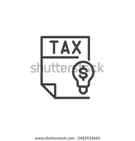Tax Incentives line icon. linear style sign for mobile concept and web design. Document with a lightbulb and dollar sign outline vector icon. Symbol, logo illustration. Vector graphics