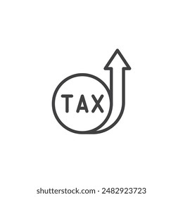 Tax Increase line icon. linear style sign for mobile concept and web design. Upward arrow with Tax outline vector icon. Symbol, logo illustration. Vector graphics