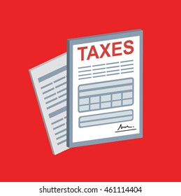 Tax info graphic on red background,vector