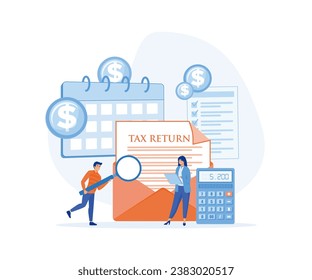 Tax inspector concept, Idea of accounting and payment. Tax returns. financial legislation compliance monitoring. flat vector modern illustration