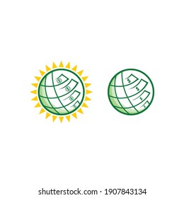 Tax investment logo vector. Accounting and financial icon with bright sun light concept as inspirational and innovation concept. Modern flat design illustration. Apply to web site and mobile apps
